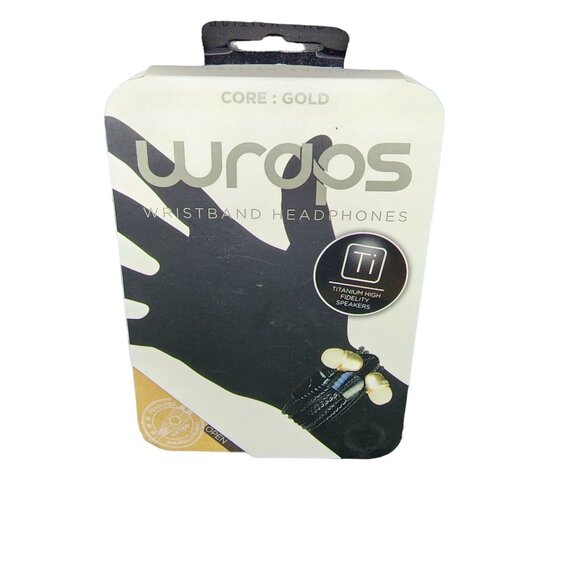 Wraps Wearable Braided Wristband Headphone Earbuds Gold (WRCOG-V16M) NEW - Picture 1 of 5